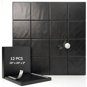 12 Pcs Golf Wall Padding Panels, 20"x20"x2" Indoor Golf Simulator Enclosure with High Density Foam, Soundproof and Protection Wall Padding for Kids Playrooms, Gym, Garage