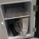 Frigidaire Portable 9-Can Mini Cooler Fridge, 5L, Brushed Stainless Rugged, Window, EFMIS189-SS, Clear Door, Glass