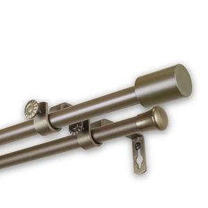 Rod Desyne Nora Double Curtain Rod 120-170 inch S -Antique Brass