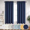 Navy Blue Sheer Curtains 45 Inches Long for Kitchen Set of 2 Panels Rod Pocket Light Airy Linen Cafe Tier Soft Dark Blue Short Curtains for Small Windows Bathroom Basement Decoration 52x45 Inch Length