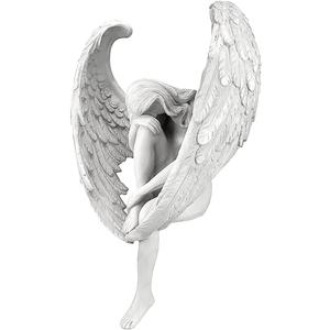 Creative White Resin Redemption Angel Statue,Tabletop Ornament, Hand-Carved Angel Sculpture Used for Garden Home Decoration