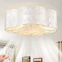 Boho Ceiling Fan with Light and Remote Shell Shade Enclosed 6 Speeds, Medium