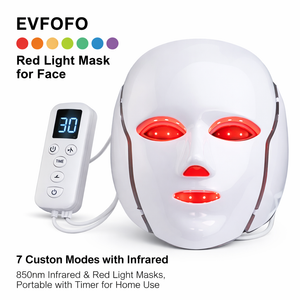 EVFOFO Red Light Mask for Face, 7 Custom Modes with Infrared, 850nm Infrared & Red Light Masks, Portable with Timer for Home Use