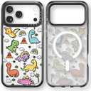 Rosarnnah for iPhone 17 Pro Max Case Cute - Compatible with Magsafe - Durable Shockproof 6.6 ft Drop Impact Phone Case - Funny Dinosaur Land Design (6.9") Black