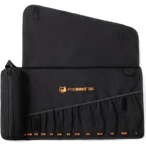 Wrench Roll, Wrench Roll Up Pouch, 13-Pocket Heavy Duty Canvas Wrench Organizer Bag for SAE Combination Wrenches, Portable Tool Roll Bag, Gifts for Men for Christmas(Black, 13+1 SAE)