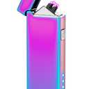 LcFun Electric Lighter USB Rechargeable Windproof Flameless Plasma Dual Arc Lighter, Cute Metal Pocket Lighters for Candle, Small Valentines Birthday Gifts for Women Friends Wife (Multichrome)