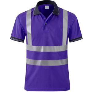 SMASYS Safety Polo Shirt High Visibility - Reflective Shirt Short Sleeve ANSI Standards Construction Work Wear for Men and Women (Purple, S)
