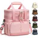 Pritent Lunch Box For Men Women Double Deck Insulated Lunch Bag For Men Woman Leakproof Expandable Cooler Bag with Adjustable Shoulder Strap for Work Picnic School(Pink, 16L)