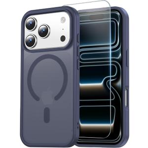 Temdan for iPhone 17 Pro Case with Screen Protector, Compatible with Magsafe, Anti-Yellowing, Military-Grade Protection, Shockproof Slim Magnetic Phone Case Cover, Dark Purple