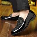 COSIDRAM Men's Glitter Dress Shoes Fashion Metallic Sequins Gold Buckle Luxury Patent Leather Loafers Wedding Party Prom, 41
