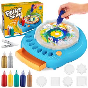 Arts and Crafts for Kids Ages 4-8,Paint Spin Art Machine Kit,Art Craft Set for 6-9 Year Old,Cool Painting Spinner Toys Kits Set,Art Supplies Birthday Gifts for Boy Girl Ages 6 7 8 9 10 11 12 Blue