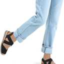 mysoft Womens Wedge Sandals Low Heel Closed Toe Espadrilles (Black)