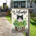 DLZDN Welcome St Patricks Day Cat Garden Flag Shamrocks Clovers Flag 1218 Inch Double Side Vertical Burlap Farmhouse Yard Sign Holiday Outdoor Decoration