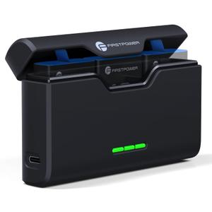 FirstPower 3-Channel USB Quick Charger for GoPro Hero 12/11/10/9/8/7/6/5 Battery with Type-C Cord and TF Card Storage, Fully Compatible with Original GoPro Battery