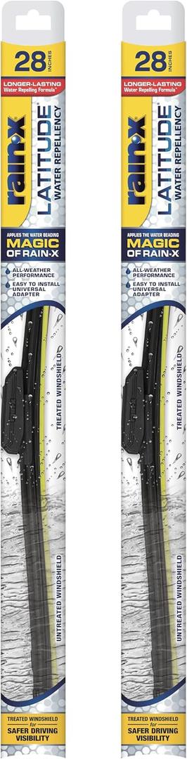 Rain-X 810168 Latitude 2-In-1 Water Repellent Wiper Blades, 28 Inch Windshield Wipers (Pack Of 2), Automotive Replacement Windshield Wiper Blades With Patented Rain-X Water Repellency Formula