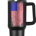 Ceovfoi American Flag Tumbler with Handle,40 oz Dad Vacuum Insulated Stainless Steel Travel Tumblers,Patriotic Military Gifts For Veterans, Police, Fathers Day, 4th of July
