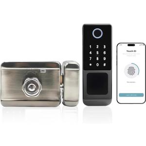 5-in-1 Smart Gate Lock: Fingerprint Touch, Remote Tuya App, PIN Keypad, IC Card & Key | Heavy-Duty Waterproof Rim Door Lock for Outdoor Fence, Airbnb, DIY Install