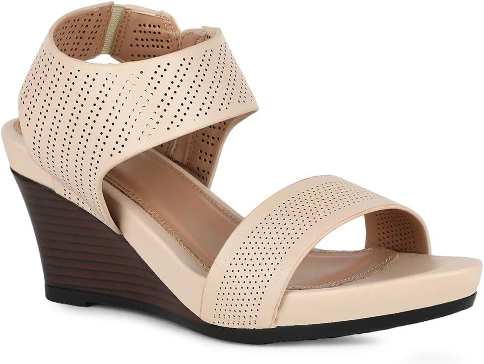 BATA Wedge Heeled Sandals, Dressy Heels, Comfortable Casual with Durable Sole, Cushioned & Lightweight Sole Slip On, Stylish Everyday Footwear for Office, Work, Travel & Outdoor (3, Beige)