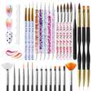 Artdone Nail Dotting Tools 32PCS Double-ended Nail Art Brushes Kit Nail Art Gel Polish Liner Brushes Design Pen For Nail Drawing And Nail Paint Brushes Small Detail Brushes