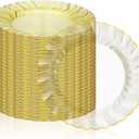 Hushee 50 Pcs Plastic Plates with Gold Trim 6'' Small Round Disposable Vintage Dessert Plates for Party Birthday Buffet Wedding Catering Celebration Reception (Gold)