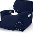 MAXIJIN Waterproof Recliner Chair Covers 3 Pieces Recliner Cover That Stay in Place, Washable Lazy Boy Recliner Slipcovers with Pockets Reclining Protector for Pet, Kids (Navy Blue, Recliner)