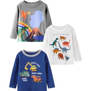 Toddler Boy Long Sleeve Shirts Kids Cotton Fall Top Crewneck Clothes 2-7 Years