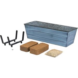 Achla Designs Bloom Box Garden Growing Kit, Medium Blue with Brackets for 2 x 6 Railings