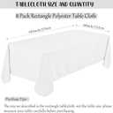 Fivenl 8 Pack White Tablecloth 60 x 102 Inch, Rectangle Table Clothes for 6 Foot Rectangle Tables Washable Polyester Fabric Table Covers for Wedding Party Reception Banquet Buffet Restaurant