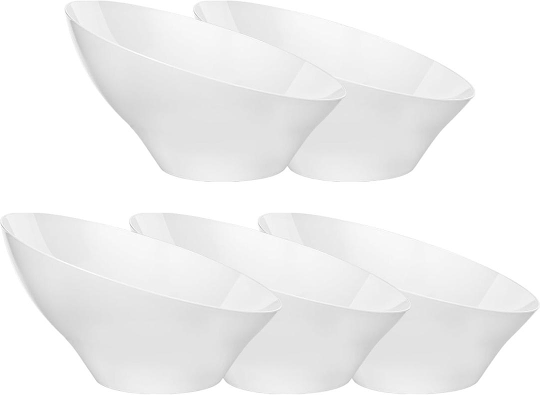12pack White Plastic Bowl Disposable,20oz Plastic Party Bowls,Snack Party Bowls for Chip, Candy, Salad, Snacks, Fruit