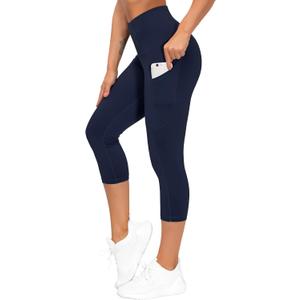 THE GYM PEOPLE Womens' Yoga Pants High Waist with Pocket Tummy Control (Small, Navy Blue)