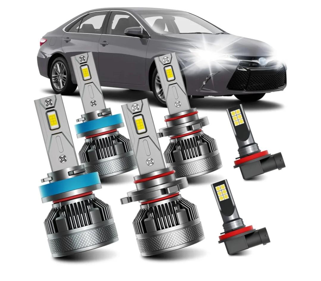 AWALITED Fits for 2007-2018 Toyota Camry High Low Beam Fog Lights Bulbs Combo, 6000K White Plug-and-Play Super Bright Light Bulbs, Pack of 6