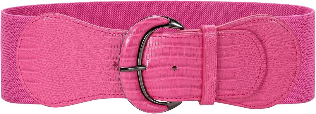 JASGOOD Women Stretchy Wide Waist Belt for Dress Ladies Vintage Elastic Belt (Pink)