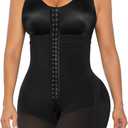 SHAPERX Women's Fajas Colombianas Tummy Control Shapewear Postpartum Full Body Shaper Butt Lifter Bodysuit (Black), Small