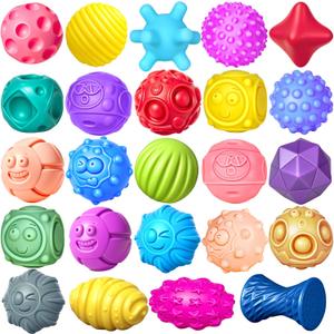 24 Pcs Sensory Balls for Toddlers 1-3, Sensory Baby Toys 6-12 Months, Montessori Toy for Babies 6-12 Months Squeeze, Infant Toys Soft Multi Ball Set Gifts with Bright Color Textured