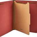Amazon Basics Classification File Folder, 1 Divider, 2" Embedded Fasteners, Letter Size, 100% Recycled Material, Red, 10 Count