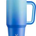 Meoky 32 oz Tumbler with Handle, Insulated Tumbler with Lid and Straw, Stainless Steel Travel Mug, Keeps Cold for 24 Hours, 100% Leak Proof, Fits in Car Cup Holder (Sky Blue)