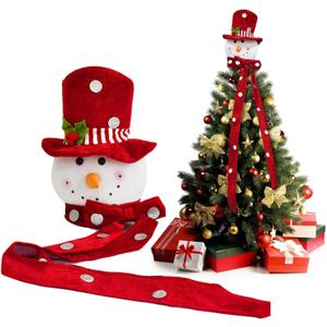 Snowman Christmas Tree Topper Large Plush Decorations Top Hat Snowman Head Ornament for Xmas Indoor Outdoor Home Holiday Party
