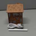 Mini Christmas Humidifier, 240ml Cool Mist Wooden House Humidifier with Santa Silhouette, 7-Color LED Lights, USB Powered, Quiet & Auto Shut-Off for Bedroom Home Office (Light Wood)