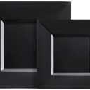 Liacere100PCS Black Plastic Plates-Premium Black Square Disposable Plates-Include 50PCS 9.5inch Dinner Plates - 50PCS 6inch Dessert Plates for Party&New Year&Halloween