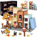 Creative Bookcase Building Set, Cafe House Building Block Toy Gift for Adults,Mini Bricks