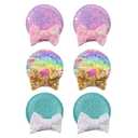 Choicbaby 6 PCS Hair Bow for Gilrs Mouse Ears Sequin Clips Polka Dot Bow with Alligator Clip Mice Ears Hair Bows Barrettes Princess Cosplay Hair Accessories for Baby Girls Toddlers Infant Fine Hair