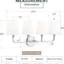 Bathroom Light Fixtures, 4 Light Vanity Lights with Flared White Fabric Shade, 28 Inch Brushed Nickel Wall Sconce, Modern Sconces Wall Lighting for Hallway Bedroom, VL837-BN-4