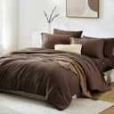 WRENSONGE Full Size Comforter Sets, 7 Pieces Chocolate Brown Bed in a Bag with Fitted Sheet, Flat Sheet, 2 Pillow Shams, 2 Pillowcases, Warm Bedding Sets for All Season