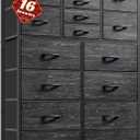 57H Tall Dresser for Bedroom with 16 Drawers,Fabric Dressers & chests of Drawers for Closet,Large Black Dresser with Sturdy Metal Frame, Wood Top,Entryway, Hallway