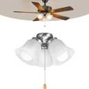 VEVOR Ceiling Fan Light Kit, Three-Light 3000K 750lm Fan Light Kit with Pull Chain, Replacement Fixture for Living Room, Bedroom, Dining Room, Home Decor, Cloud White Glass & Brushed Nickel Finish