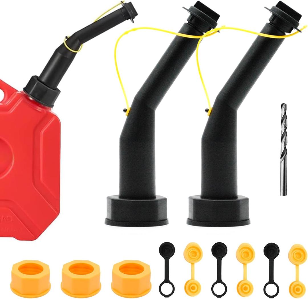 3 Packs Gas Can Spout Replacement Universal Kit Leakproof Angle Nozzles Gasket Filter Screen Vent Cap Drill Bit Compatible with Midwest Blitz Gott Rubbermaind Essence Scepter (3 Packs)