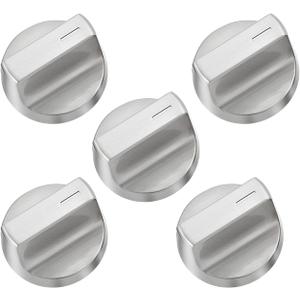 Stainless Steel W11366438 Stove Knobs Replacement Parts for Whirlpool Gas Range Oven Knob WCG55US6HS00 WCG55US6HS Metal Cooktop Knob WCG77US0HS WCG97US0HS05 Electric Stove Top Knobs 5 Pcs