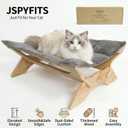 JSPYFITS Elevated Cat Bed Hammock, Raised Orthopedic Dog Bed with Dual-Sided Plush & Linen Cushion, Modern Cat Furniture for Medium to Large Cats, Easy Assembly(Gray)