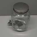 1 Gallon Drink Dispenser with Spigot 18/8 Stainless Steel  Airtight & Leakproof Glass Sun Tea Jar with Anti-Rust Lids, Beverage Dispenser for Parties - Laundry Detergent Holder (Single, Silver)