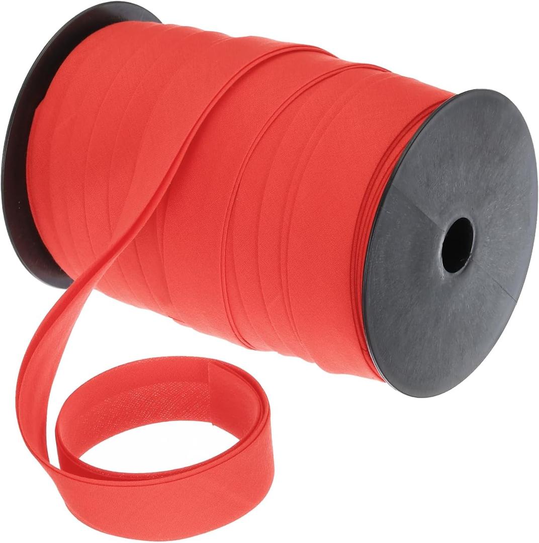 MECCANIXITY 1 Inch Double Fold Bias Tape Polyester Continuous Bulk Bias Tape for Sewing,Seaming Quilting Hemming Binding Crafts (Red 55 Yards)